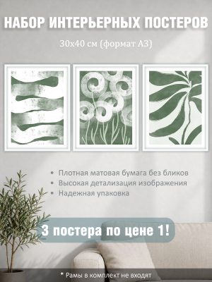 Набор постеров интерьерных на стену "Растения бохо" 30x40 см