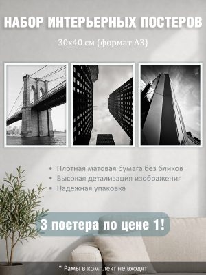 Набор постеров интерьерных на стену "Фото архитектура" 30x40 см