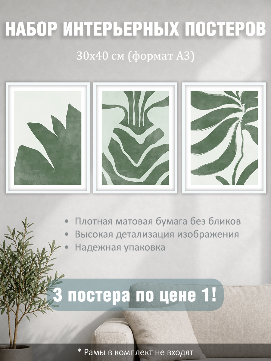 12317159531.jpg Набор постеров интерьерных на стену "Растения бохо" 30x40 см