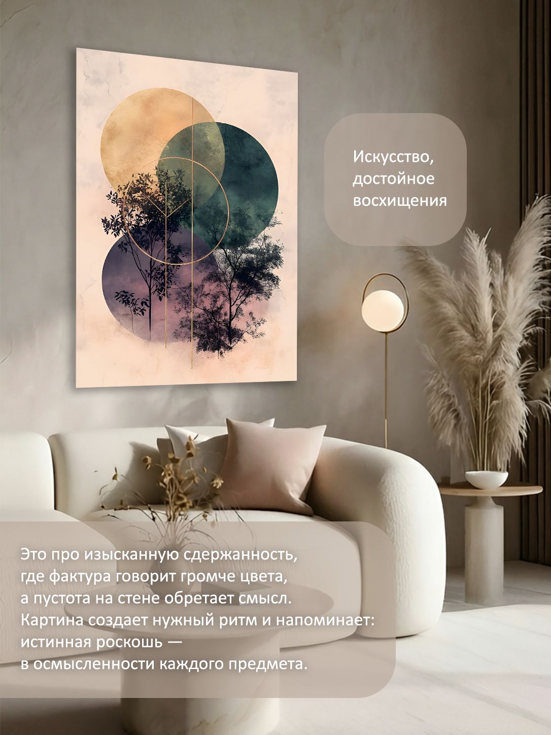 13326237092.jpg Картина на холсте интерьерная 50х70 см "Абстрактные круги" — изображение 2