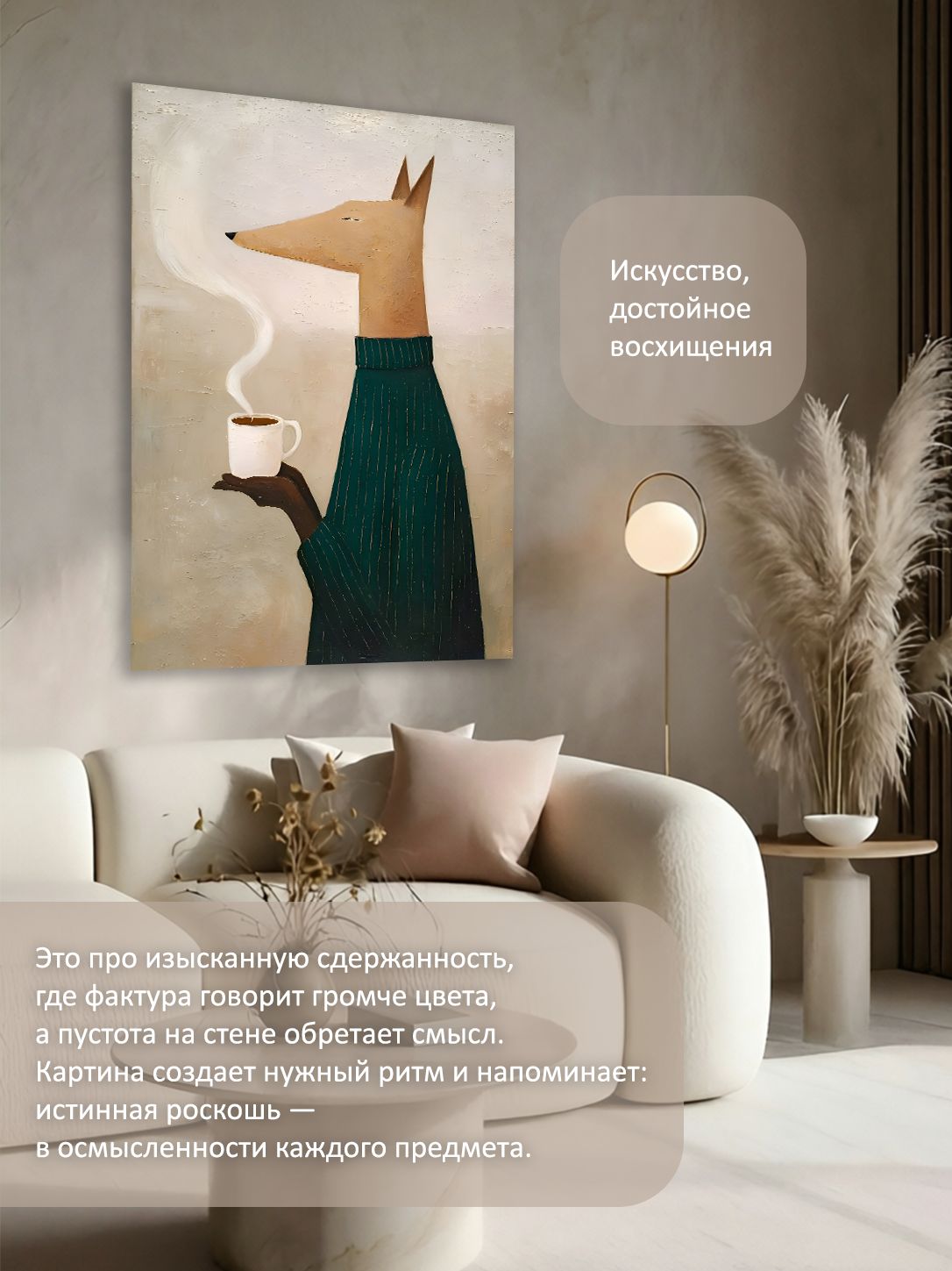 13549798525.jpg Картина на холсте интерьерная 60х80 см "Утренний кофе" — изображение 2