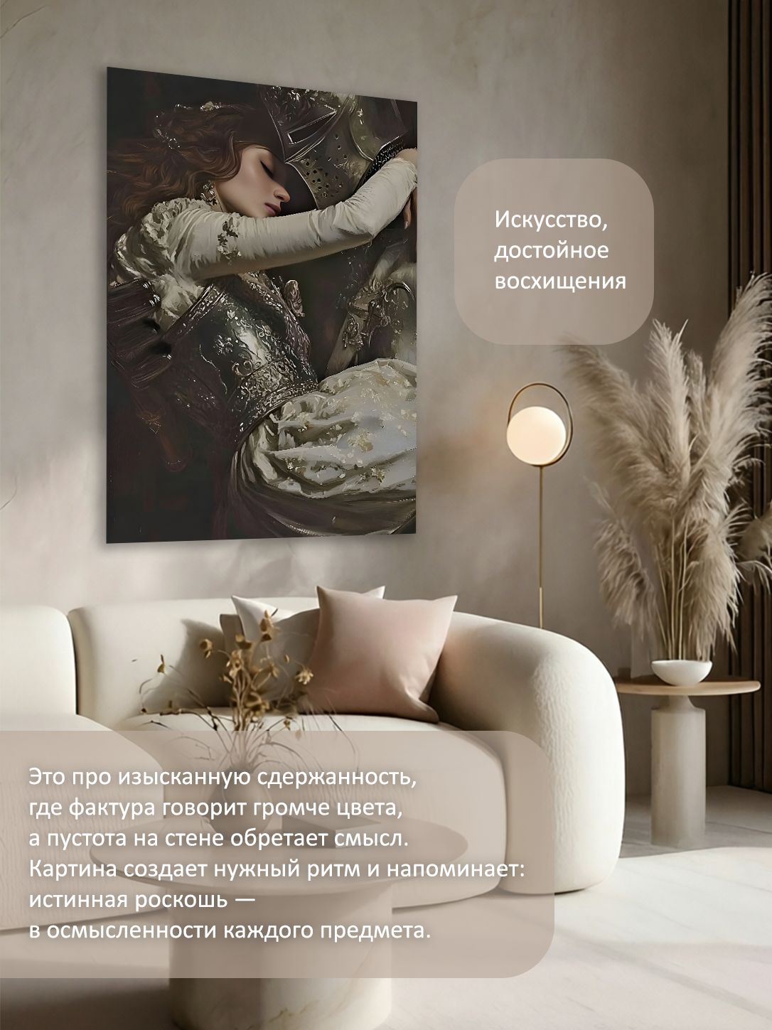 13549800754.jpg Картина на холсте интерьерная 70х100 см "Рыцарь спасает принцессу" — изображение 2