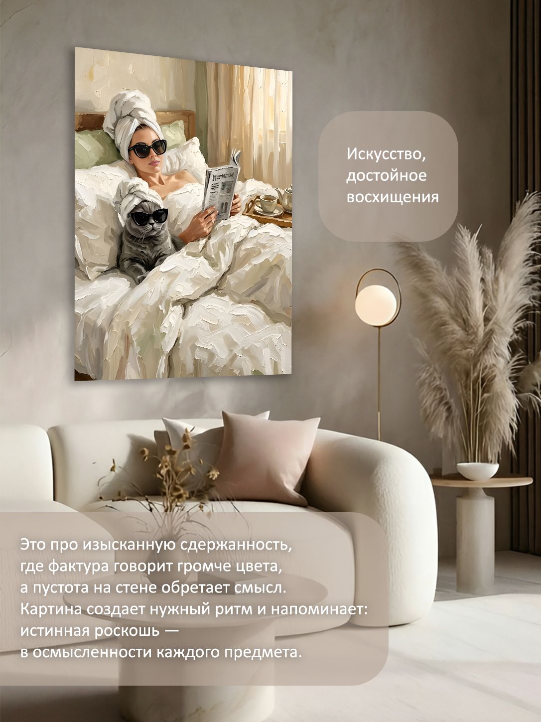 13549802044.jpg Картина на холсте интерьерная 70х100 см "Спа с котом" — изображение 2
