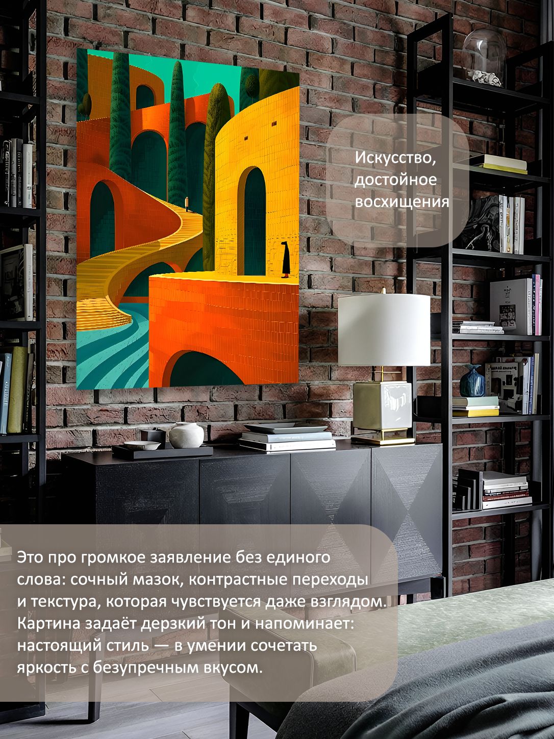 13592125099.jpg Картина на холсте интерьерная 70х100 см "Аллея среди кипарисов" — изображение 2